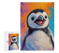 300 PCS Puzzle For Adults Happy Penguin Portrait Painting Jigsaws for Adults Puzzle Improve Memory Wishlist with Santa Claus Stress Reduction Gifts 300 PCS