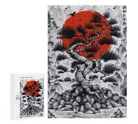 300 PCS Puzzle For Adults Japanese Bonsai Tree Ink Jigsaw for Adults Relax Games Staycation Kill Time Deal As Gifts for The Whole Family 300 PCS