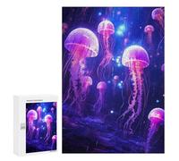 300 PCS Puzzle For Adults Jellyfish Glowing Squad Jigsaw for Adults Relax Games Staycation Kill Time Deal As Gifts for The Whole Family 300 PCS