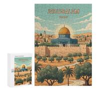 300 PCS Puzzle for Adults Jerusalem, Israel Travel Poster Puzzle For Teenagers Improve Memory Every Piece Is Unique - Learning Educational Toys 300 PCS