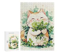 300 PCS Puzzle For Adults Kawaii Happy Catnip Cat Jigsaws for Adults Relax Games Pattern Assembly Deal As Gifts for The Whole Family 300 PCS