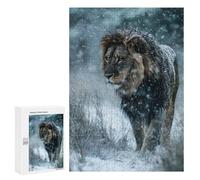 300 PCS Puzzle for Adults Lion in Winter Snowfall Puzzle For Teenagers Improve Memory Every Piece Is Unique - Learning Educational Toys 300 PCS