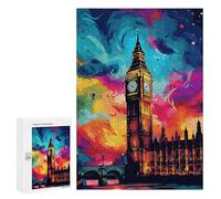 300 PCS Puzzle For Adults London's Vibrant Big Ben -1 Jigsaw Puzzles for Teenagers Staycation Kill Time Challenging To Complete Educational Family Game 300 PCS