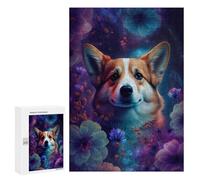 300 PCS Puzzle For Adults Magical Corgi in Floral Fantasy Jigsaws for Adults Puzzle Enhance Memory Fun Activities at Home for Is Ideal As A Gift 300 PCS