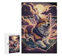 300 PCS Puzzle For Adults Magical Corgi Sunset Art Print Jigsaws for Adults Puzzle Enhance Memory Fun Activities at Home for Is Ideal As A Gift 300 PCS