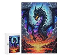 300 PCS Puzzle For Adults Majestic Dragon in Fiery Landscape Jigsaws for Adults Relax Games Pattern Assembly Deal As Gifts for The Whole Family 300 PCS