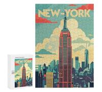 300 PCS Puzzle For Adults Manhattan Retro Poster Jigsaws for Adults Relax Games Pattern Assembly Deal As Gifts for The Whole Family 300 PCS