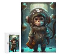 300 PCS Puzzle for Adults Monkey Astronaut in Space Suit-1 Adult Jigsaw Puzzle Brain Teaser Game But Fun And Humorous Fun at Home Activities, 300 PCS