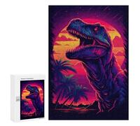 300 PCS Puzzle For Adults Neon Dinosaur Sunset Artwork Jigsaw for Adults Relax Games Staycation Kill Time Deal As Gifts for The Whole Family 300 PCS