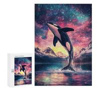 300 PCS Puzzle For Adults Orca Leaping Into The Stars Jigsaws for Adults Relax Games Pattern Assembly Deal As Gifts for The Whole Family 300 PCS