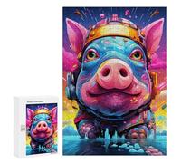 300 PCS Puzzle For Adults Pig Art Print Jigsaw Puzzles for Teenagers Staycation Kill Time Challenging To Complete Educational Family Game 300 PCS