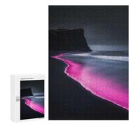 300 PCS Puzzle For Adults Pink Glow Beach Jigsaws for Adults Relax Games Pattern Assembly Deal As Gifts for The Whole Family 300 PCS