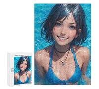 300 PCS Puzzle For Adults Poolside Fun Bikini Girl Jigsaws for Adults Puzzle Improve Memory Wishlist with Santa Claus Stress Reduction Gifts 300 PCS