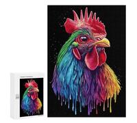 300 PCS Puzzle For Adults Pop Art Rainbow Rhode Island Red Rooster Jigsaw for Adults Relax Games Staycation Kill Time Deal As Gifts for The Whole Family 300 PCS