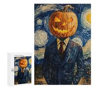 300 PCS Puzzle For Adults Pumpkin Head in Starry Night Jigsaw for Adults Relax Games Staycation Kill Time Deal As Gifts for The Whole Family 300 PCS