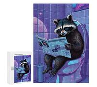 300 PCS Puzzle For Adults Raccoon Reading on Toilet Jigsaw for Adults Relax Games Staycation Kill Time Deal As Gifts for The Whole Family 300 PCS