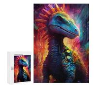 300 PCS Puzzle For Adults Rainbow Lizard in Neon Cityscape Jigsaw Anti-Stress Toys Presents for Women Deal As Gifts for The Whole Family 300 PCS