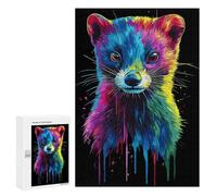 300 PCS Puzzle For Adults Rainbow Pop Art Ferret Portrait Jigsaw for Adults Relax Games Staycation Kill Time Deal As Gifts for The Whole Family 300 PCS