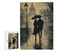 300 PCS Puzzle For Adults Romantic Rainy Walk - Charcoal Style Jigsaws for Adults Relax Games Pattern Assembly Deal As Gifts for The Whole Family 300 PCS