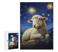 300 PCS Puzzle For Adults Sheep Under Starry Night Jigsaw for Adults Relax Games Staycation Kill Time Deal As Gifts for The Whole Family 300 PCS