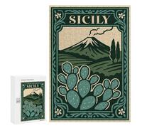 300 PCS Puzzle For Adults Sicily Travel Poster with Mount Etna Jigsaws for Adults Puzzle Improve Memory Wishlist with Santa Claus Stress Reduction Gifts 300 PCS