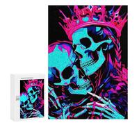 300 PCS Puzzle For Adults Skeletal Embrace Neon Crowned Love Jigsaws for Adults Relax Games Pattern Assembly Deal As Gifts for The Whole Family 300 PCS
