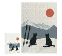 300 PCS Puzzle For Adults Ski Cat on Snowy Mountain Jigsaws for Adults Puzzle Enhance Memory Fun Activities at Home for Is Ideal As A Gift 300 PCS