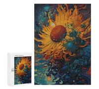 300 PCS Puzzle for Adults Sunflower in Abstract Art Adult Jigsaw Puzzle Brain Teaser Game But Fun And Humorous Fun at Home Activities, 300 PCS