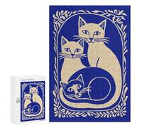 300 PCS Puzzle for Adults Three Cats in Floral Frame Puzzle For Teenagers Improve Memory Every Piece Is Unique - Learning Educational Toys 300 PCS