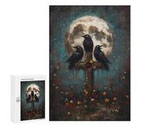 300 PCS Puzzle For Adults Three Ravens on Cross with Moon Jigsaws for Adults Relax Games Pattern Assembly Deal As Gifts for The Whole Family 300 PCS