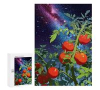 300 PCS Puzzle For Adults Tomato Plants Under Galaxy Sky Jigsaw Puzzles for Teenagers Staycation Kill Time Challenging To Complete Educational Family Game 300 PCS