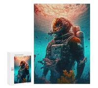 300 PCS Puzzle for Adults Underwater Astronaut Adult Jigsaw Puzzle Brain Teaser Game But Fun And Humorous Fun at Home Activities, 300 PCS
