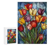 300 PCS Puzzle For Adults Vibrant Tulip Bouquet Jigsaw for Adults Relax Games Staycation Kill Time Deal As Gifts for The Whole Family 300 PCS