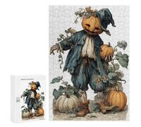 300 PCS Puzzle For Adults Vintage Halloween Pumpkin Scarecrow Illustration Jigsaws for Adults Relax Games Pattern Assembly Deal As Gifts for The Whole Family 300 PCS