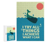 300 PCS Puzzle For Adults Whale Breaching with Motivational Text Jigsaws for Adults Relax Games Pattern Assembly Deal As Gifts for The Whole Family 300 PCS