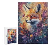 300 PCS Puzzle For Adults Whimsical Fox with Flowers And Berries - Vibrant Digital Airbrush Art Jigsaw for Adults Relax Games Staycation Kill Time Deal As Gifts for The Whole Family 300 PCS