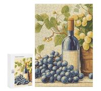300 PCS Puzzle For Adults Wine Bottle And Grapes Still Life Jigsaws for Adults Relax Games Pattern Assembly Deal As Gifts for The Whole Family 300 PCS