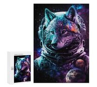 300 PCS Puzzle For Adults Wolf Astronaut in Space Jigsaws for Adults Puzzle Improve Memory Wishlist with Santa Claus Stress Reduction Gifts 300 PCS