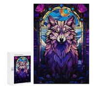 300 PCS Puzzle For Adults Wolf Magenta Night Abstrac Jigsaws for Adults Relax Games Pattern Assembly Deal As Gifts for The Whole Family 300 PCS