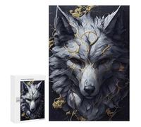 300 PCS Puzzle For Adults Wolf with Golden Veins Jigsaws for Adults Puzzle Enhance Memory Fun Activities at Home for Is Ideal As A Gift 300 PCS