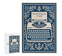 300 PCS Puzzle for Adults World Book Day Typewriter Illustration Puzzle For Teenagers Improve Memory Every Piece Is Unique - Learning Educational Toys 300 PCS