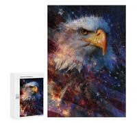 300 PCS Puzzle For Teenagers American Flag Eagle Art Print Adult Jigsaw Puzzles Difficult Hard Challenging To Complete Challenging Family Fun Game 300 PCS