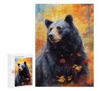 300 PCS Puzzle For Teenagers Autumn Bear Portrait Adult Jigsaw Puzzles Difficult Hard Challenging To Complete Challenging Family Fun Game 300 PCS
