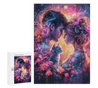 300 PCS Puzzle For Teenagers Fantasy Lovers with Cat Adult Jigsaw Puzzles Difficult Hard Challenging To Complete Challenging Family Fun Game 300 PCS