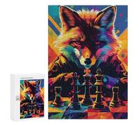 300 PCS Puzzle For Teenagers Fox Master Chess Game Art Adult Jigsaw Puzzles Stress Reliever Challenging To Complete Birthday And Unique Gifts 300 PCS