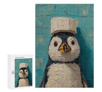 300 PCS Puzzle For Teenagers Penguin with Sailor Hat Adult Jigsaw Puzzles Difficult Hard Challenging To Complete Challenging Family Fun Game 300 PCS