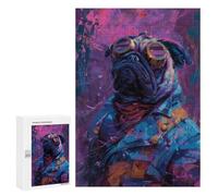300 PCS Puzzle For Teenagers Steampunk Pug Art Print-1 Adult Jigsaw Puzzles Difficult Hard Challenging To Complete Challenging Family Fun Game 300 PCS