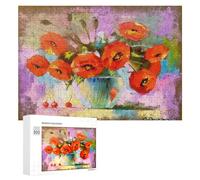 300 PCS Puzzle For Teenagerss A Bouquet of Poppies Jigsaw for Adults Relax Games Pattern Assembly Unique Gifts for Birthday And Christmas 300 PCS