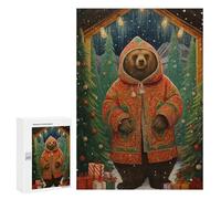 300 PCS Puzzle for Teenagerss Classic Xmas Bear Adult Jigsaw Puzzle Family Games Enhance Memory Gifts for Friends And Family 300 PCS