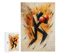 300 PCS Puzzle For Teenagerss Cubist Abstract Boxer in Explosive Action Painting Puzzles for Adults DIY Toys But Fun And Humorous Unique Gifts for Birthday And Christmas 300 PCS
